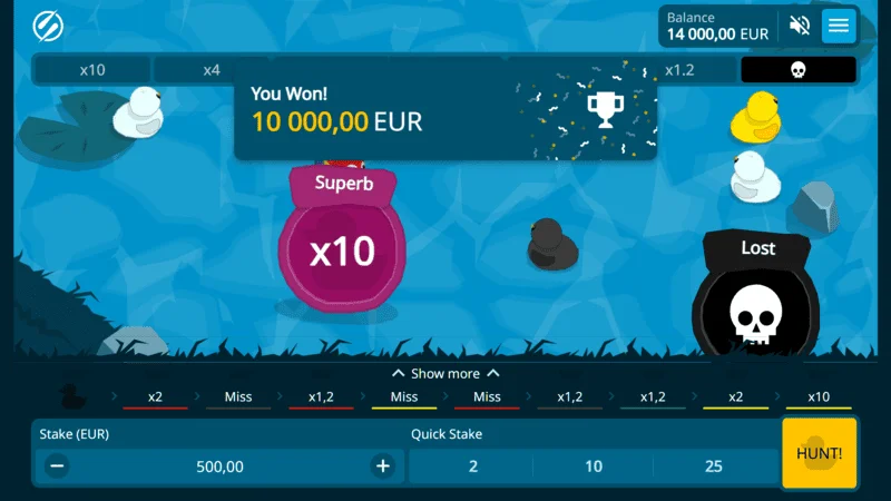 Exploding Ducks - stor gevinst med en x10 multiplikator